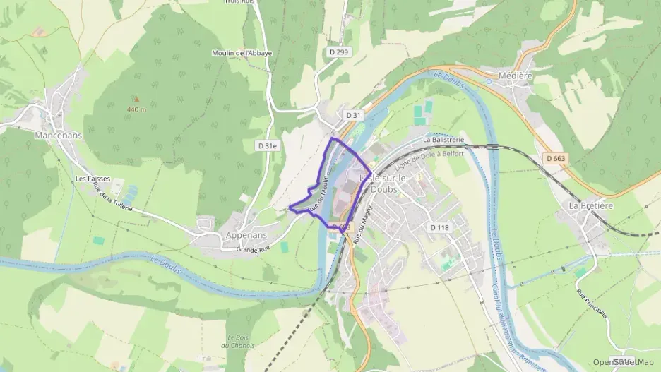 Appartement 55 m² deux pieces à vendre à L`Isle-sur-le-Doubs