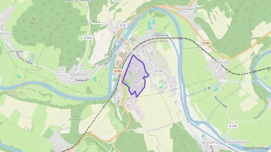 Appartement 61 m² deux pieces à vendre à L`Isle-sur-le-Doubs